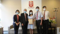 (From left) Prof Suk-Ying WONG, Master-Designate, Prof Wai-Yee CHAN, Master, Ms YIP Hiu Ching Chloe, Prof Thomas AU, Associate Master and Dean of Students, and Prof Kenneth YOUNG, Founding Master